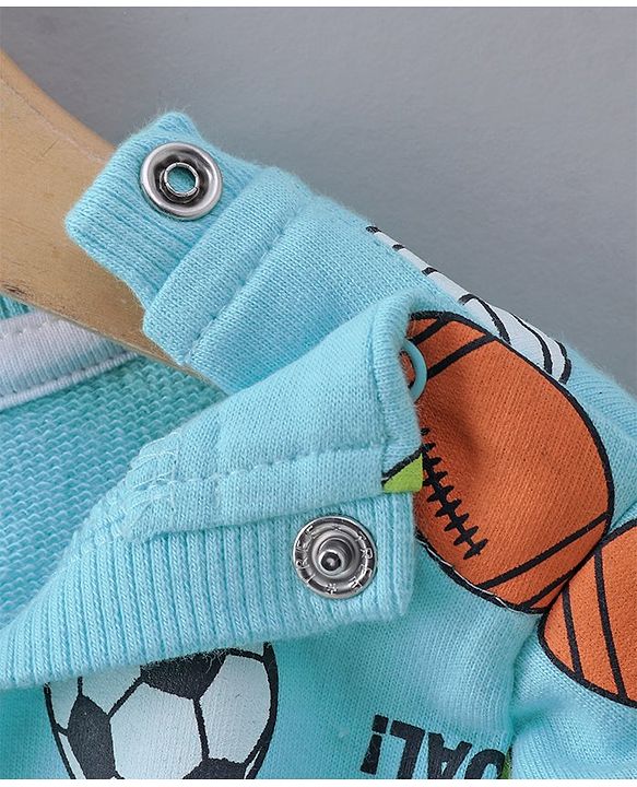 Babyhug Full Sleeves Sweatshirt with Sports Balls Print - Light Blue