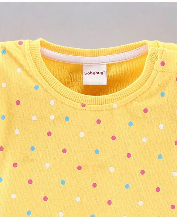 Babyhug Full Sleeves Dots Print Sweatshirt - Yellow