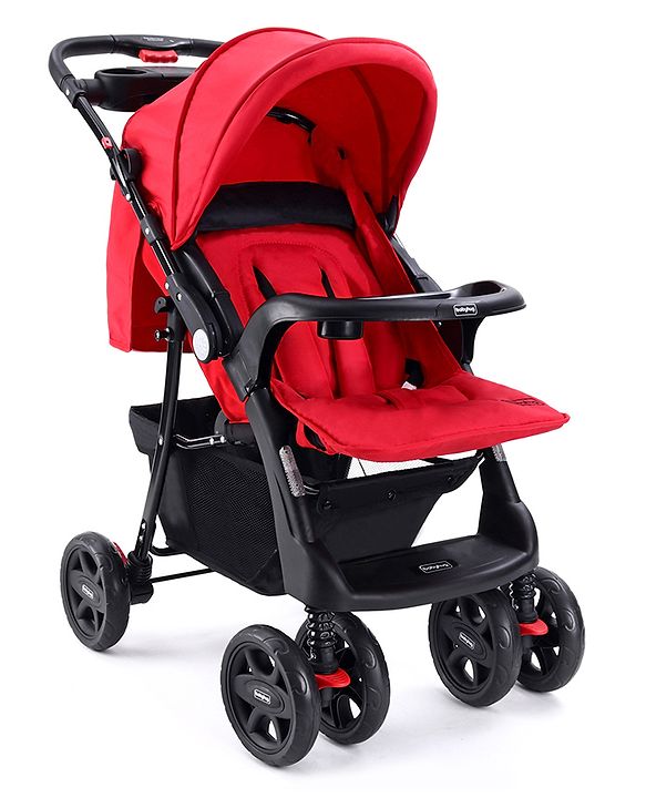 Babyhug Wander Buddy Stroller With Rear Parent Utility Box With Cup Holder - Red