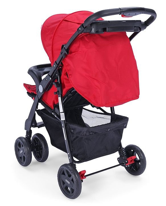 Babyhug Wander Buddy Stroller With Rear Parent Utility Box With Cup Holder - Red
