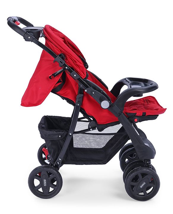 Babyhug Wander Buddy Stroller With Rear Parent Utility Box With Cup Holder - Red