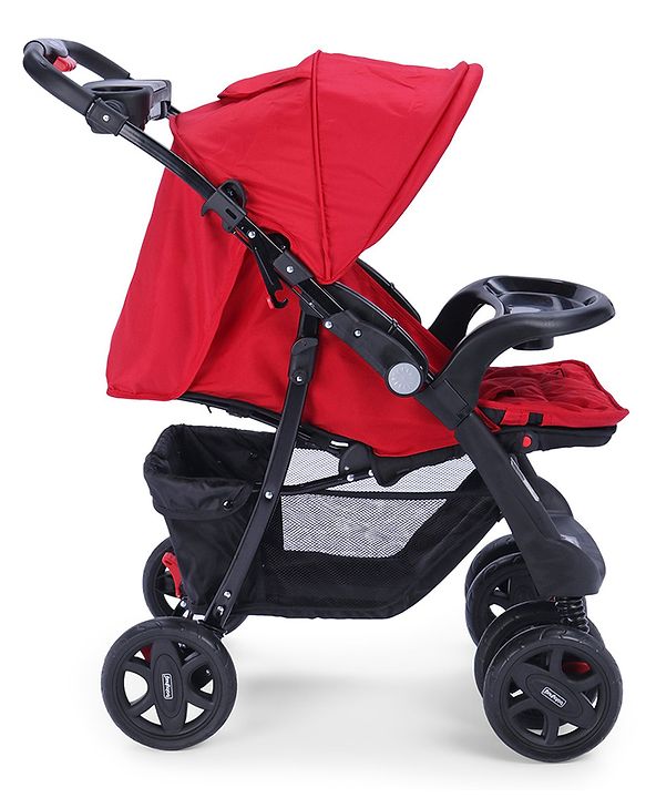 Babyhug Wander Buddy Stroller With Rear Parent Utility Box With Cup Holder - Red