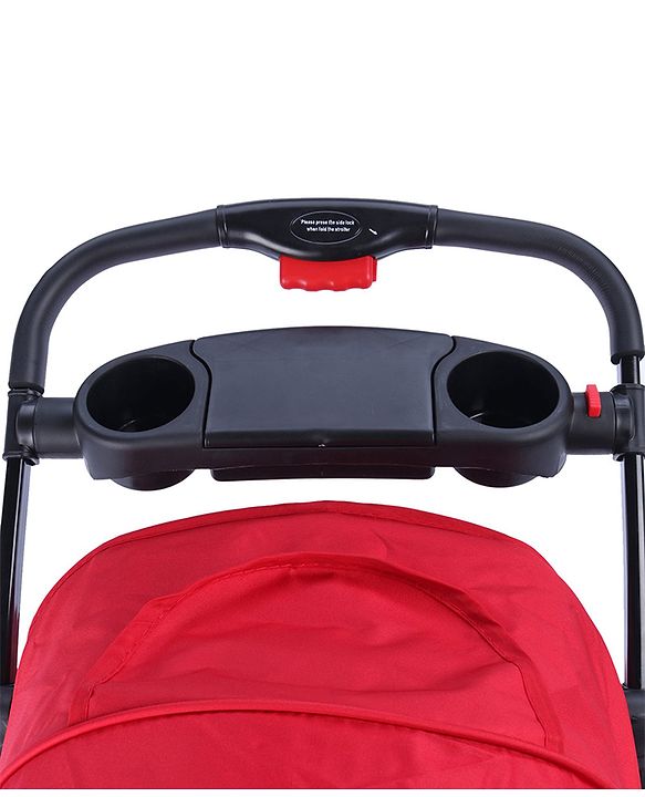 Babyhug Wander Buddy Stroller With Rear Parent Utility Box With Cup Holder - Red