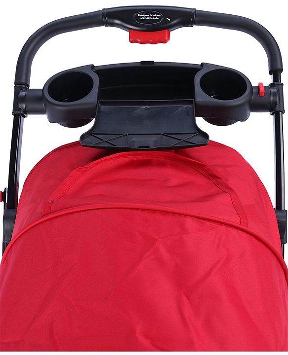 Babyhug Wander Buddy Stroller With Rear Parent Utility Box With Cup Holder - Red