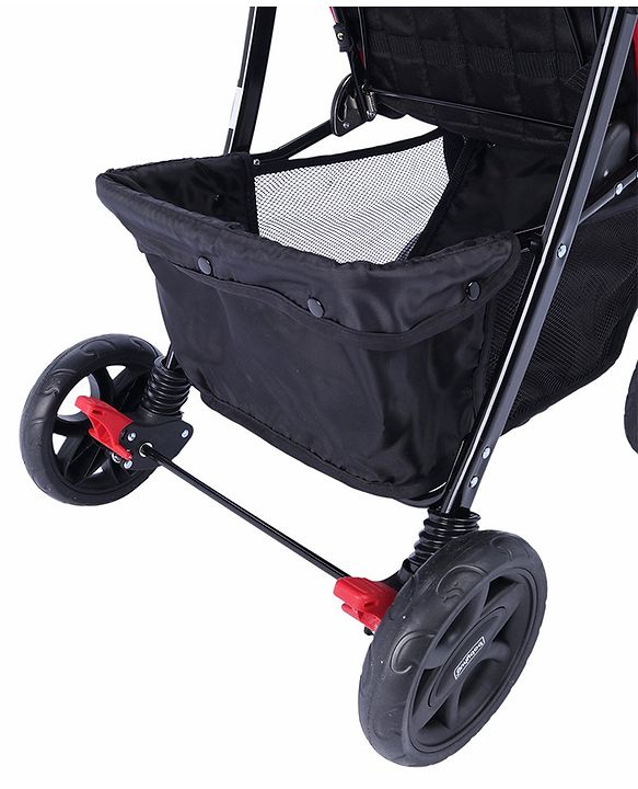Babyhug Wander Buddy Stroller With Rear Parent Utility Box With Cup Holder - Red