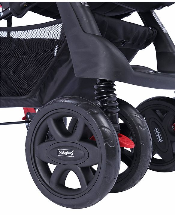 Babyhug Wander Buddy Stroller With Rear Parent Utility Box With Cup Holder - Red