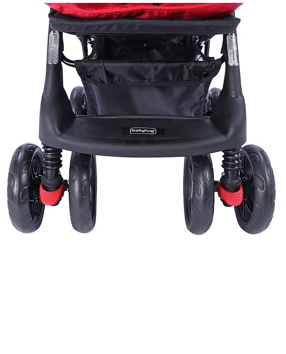 Babyhug Wander Buddy Stroller With Rear Parent Utility Box With Cup Holder - Red