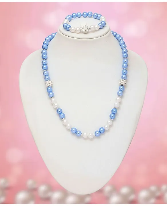 Buy Blue White Handcrafted Semi Precious Stones Layered Necklace |  OMJE10APR110/OMJE10APR | The loom