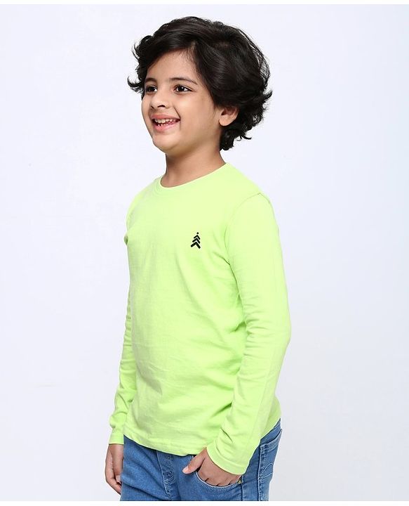 Pine Kids Full Sleeves Biowashed Solid T-Shirts Graphic Print Pack of 2 - Black Green