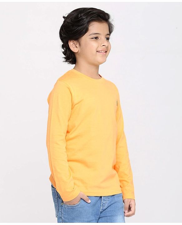 Pine Kids Full Sleeves Biowashed Solid T-Shirts Text Print Pack of 2 - Grey Yellow