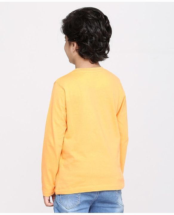 Pine Kids Full Sleeves Biowashed Solid T-Shirts Text Print Pack of 2 - Grey Yellow