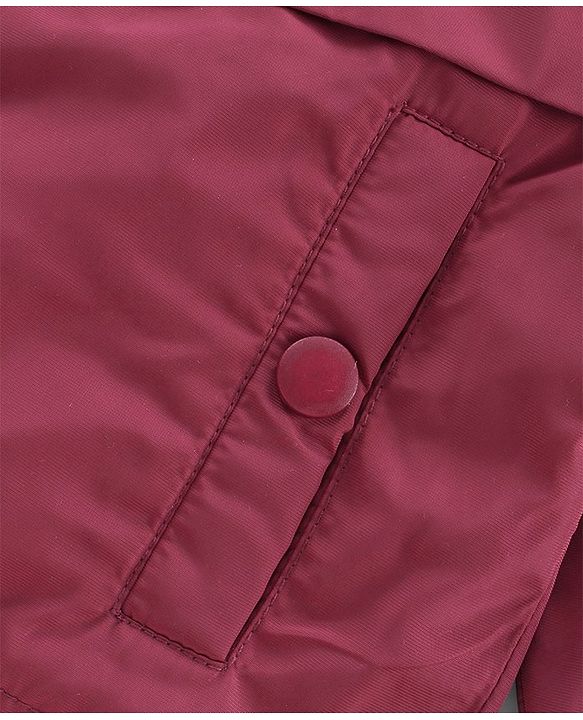 Pine Kids Full Sleeves Bomber Jacket Text Print - Maroon
