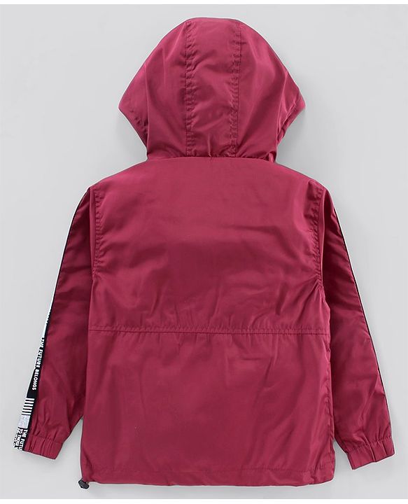 Pine Kids Full Sleeves Bomber Jacket Text Print - Maroon