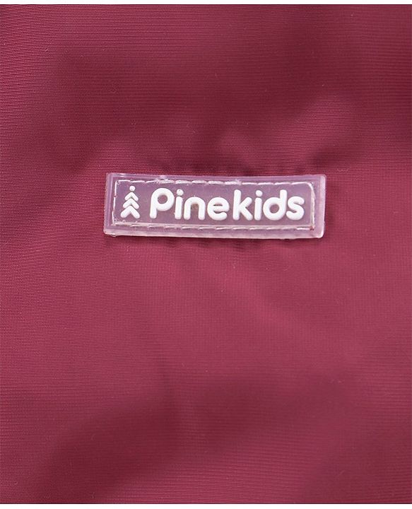 Pine Kids Full Sleeves Bomber Jacket Text Print - Maroon