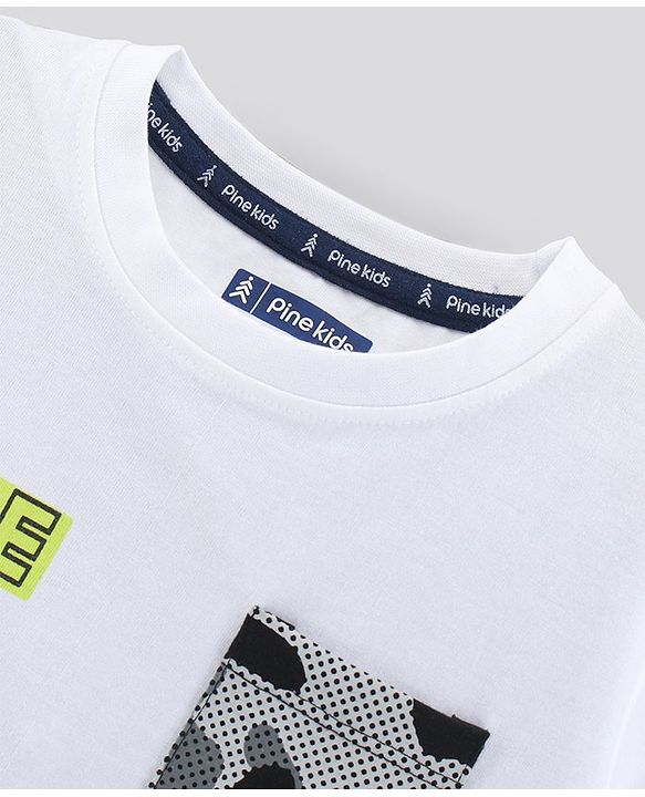 Pine Kids Half Sleeves Biowash T-Shirt Text Print - Multicolour