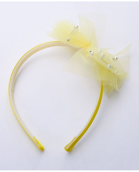 Babyhug Free Size Bow Flower Applique Hair Accessories Set of 3 - Yellow