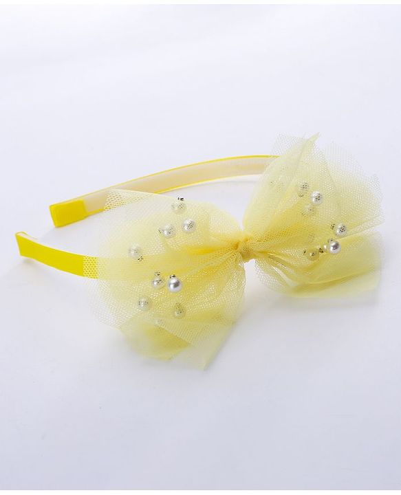 Babyhug Free Size Bow Flower Applique Hair Accessories Set of 3 - Yellow