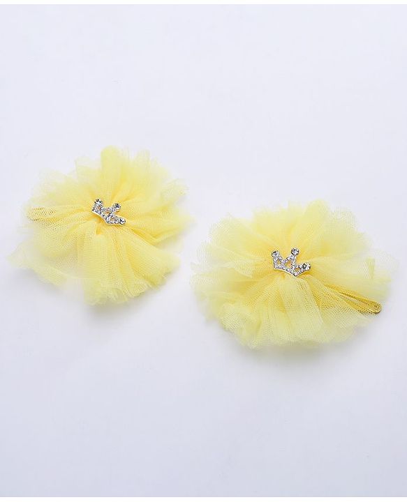 Babyhug Free Size Bow Flower Applique Hair Accessories Set of 3 - Yellow
