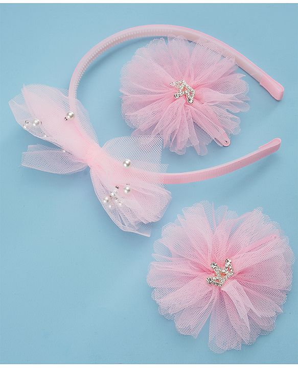 Babyhug Hair Accessories  Free Size Combo Pack Of 3 - Light Pink