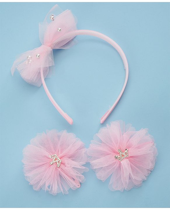 Babyhug Hair Accessories  Free Size Combo Pack Of 3 - Light Pink