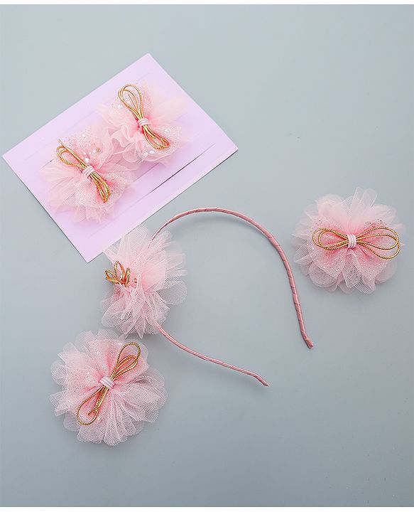 Pine Kids Hair Accessories  Free Size Combo Pack Of 5 - Peach