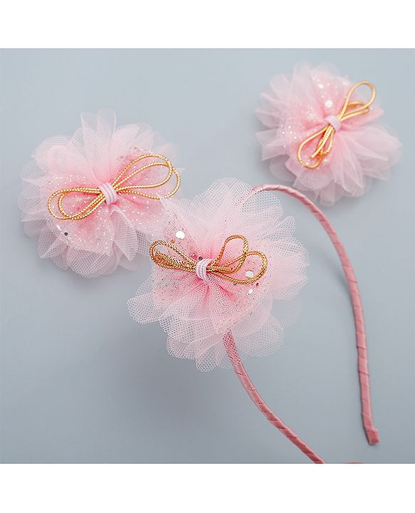 Pine Kids Hair Accessories  Free Size Combo Pack Of 5 - Peach