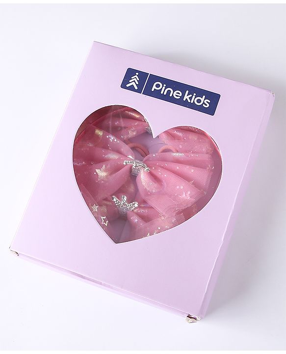 Pine Kids Free Size Hair Band and Rubber Bands Set of 5 - Pink