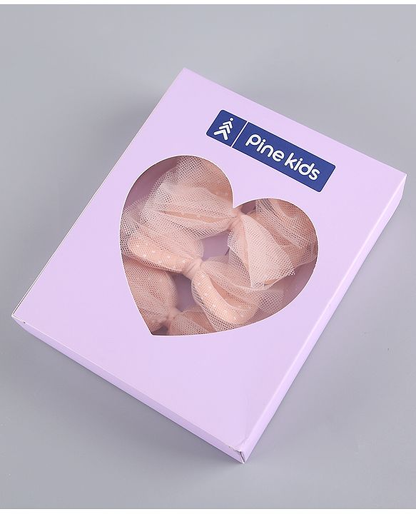 Pine Kids Free Size Hair Band and Rubber Bands Set of 5 - Peach