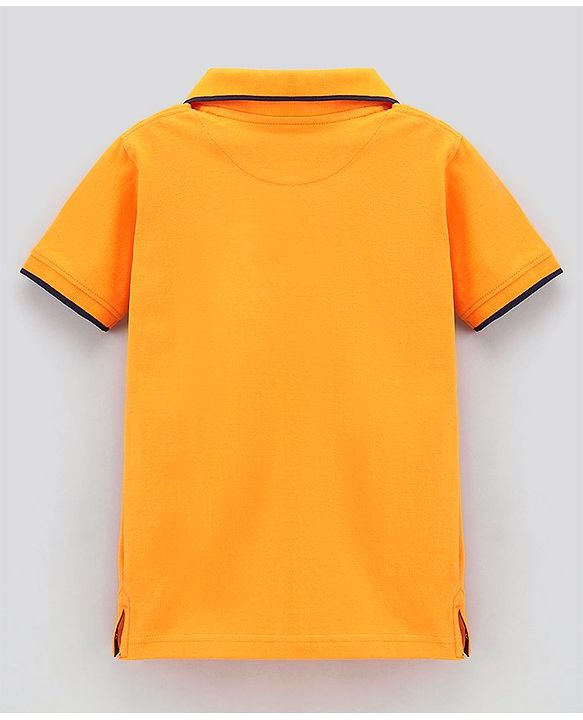 Pine Kids Half Sleeves Biowashed Solid Cotton Polo TShirt - Iceland Poppy Yellow