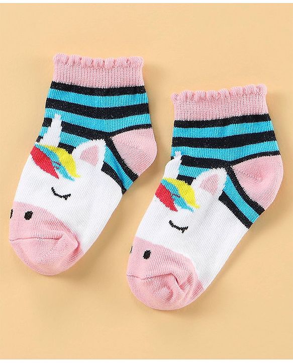 Cute Walk by Babyhug Anti Bacterial Ankle Length Socks Pack of 3 - White Grey