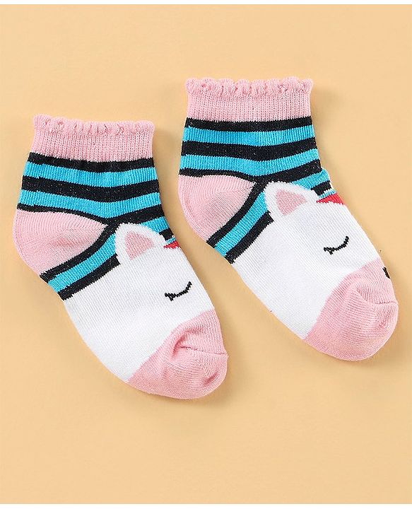 Cute Walk by Babyhug Anti Bacterial Ankle Length Socks Pack of 3 - White Grey