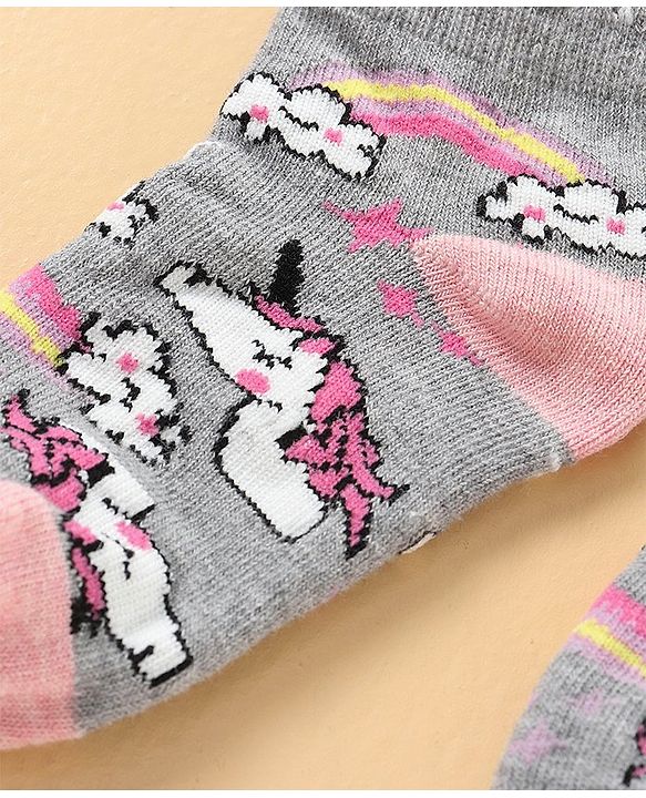 Cute Walk by Babyhug Anti Bacterial Ankle Length Socks Pack of 3 - White Grey