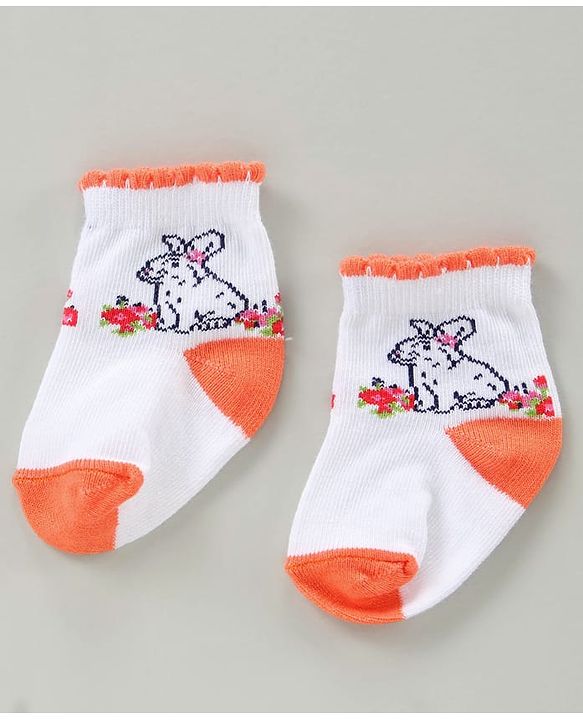 Cute Walk by Babyhug Cotton Blend Ankle Length Anti Bacterial Socks Floral Design Pack of 3 - Blue