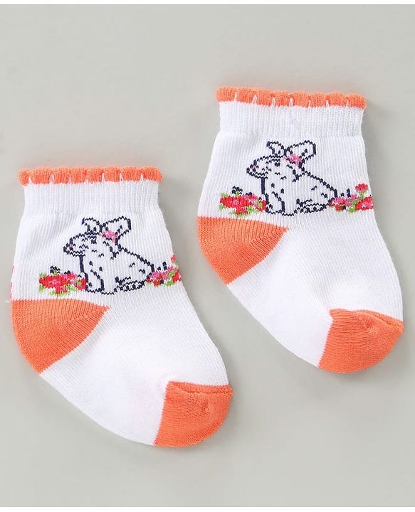 Cute Walk by Babyhug Cotton Blend Ankle Length Anti Bacterial Socks Floral Design Pack of 3 - Blue