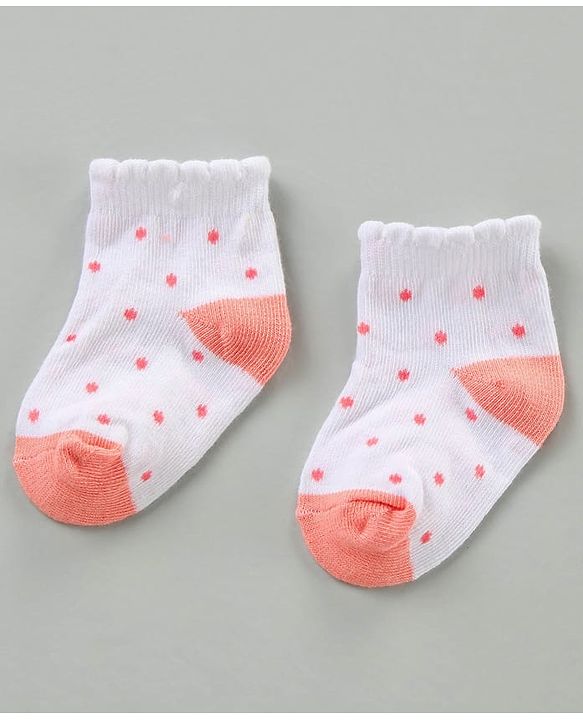 Cute Walk by Babyhug Cotton Blend Ankle Length Anti Bacterial Socks Floral Design Pack of 3 - Orange Pink