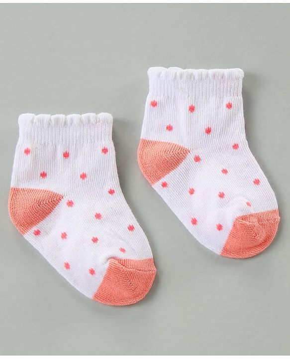 Cute Walk by Babyhug Cotton Blend Ankle Length Anti Bacterial Socks Floral Design Pack of 3 - Orange Pink
