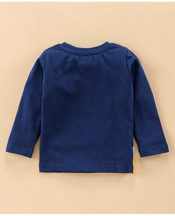 Babyhug Full Sleeves Night Suit Rocket Print - Navy Blue Light Grey