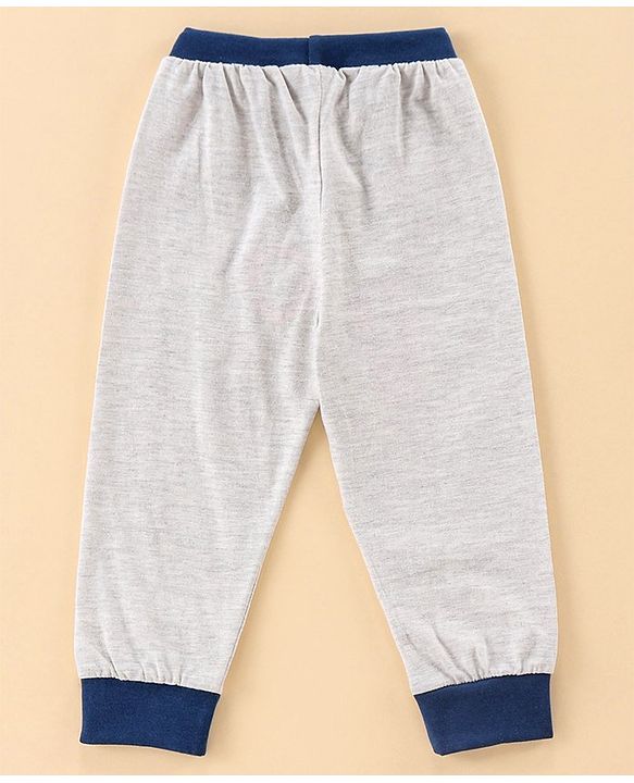 Babyhug Full Sleeves Night Suit Rocket Print - Navy Blue Light Grey
