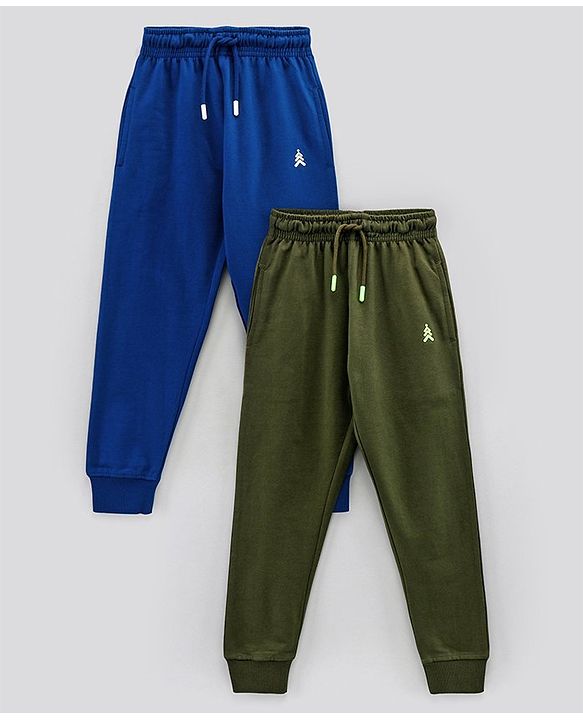 Pine Kids Biowash Full Length Lounge Pants Pack of 2 - Royal Blue Olive Green