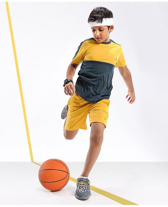 Pine Active Half Sleeves Tape Solid T-shirt - Yellow
