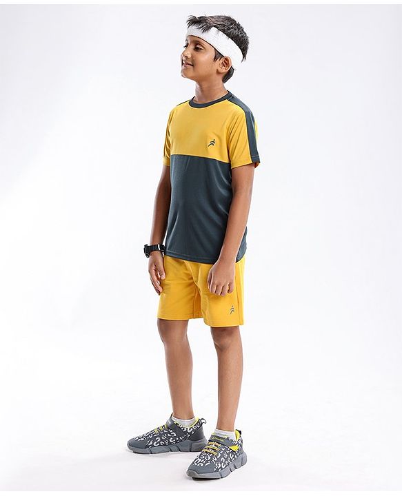 Pine Active Half Sleeves Tape Solid T-shirt - Yellow
