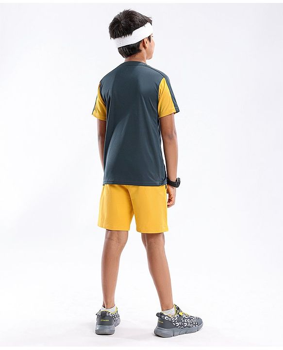 Pine Active Half Sleeves Tape Solid T-shirt - Yellow