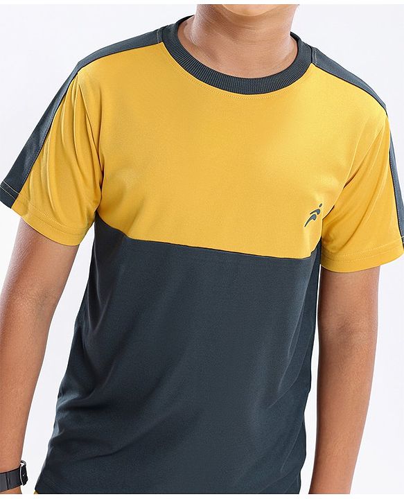 Pine Active Half Sleeves Tape Solid T-shirt - Yellow