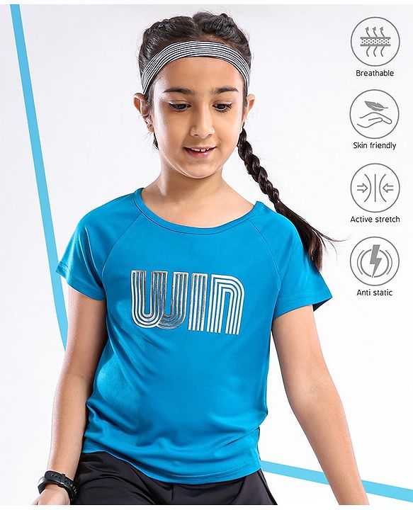 Pine Active Skin Friendly & Breathable Half Sleeves Tee HD Print - Blue