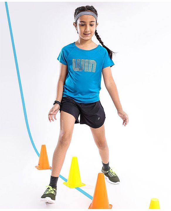 Pine Active Skin Friendly & Breathable Half Sleeves Tee HD Print - Blue