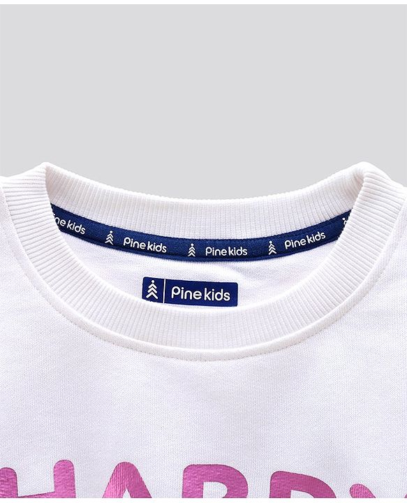 Pine Kids Full Sleeves Sweatshirt Happy Print - Pink