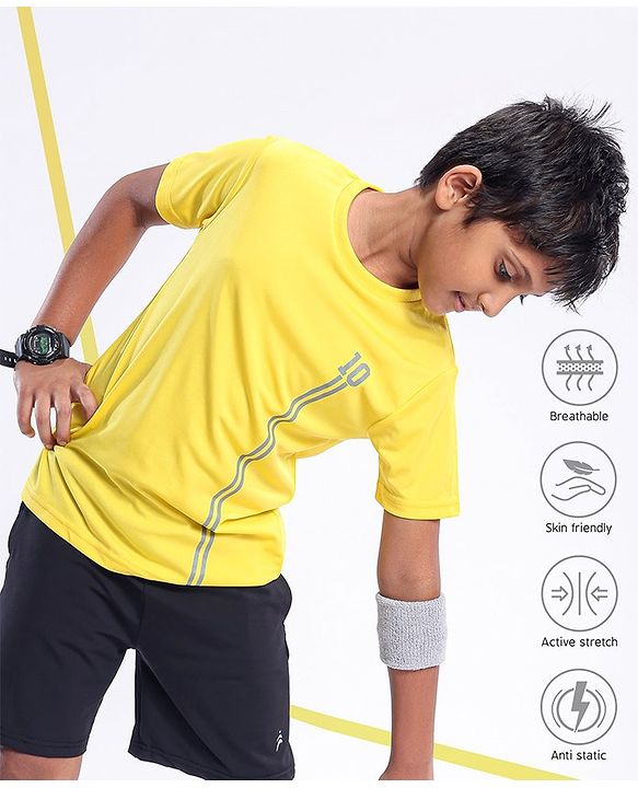 Pine Active Half Sleeves Numeric Print T Shirt - Green Blue - Yellow