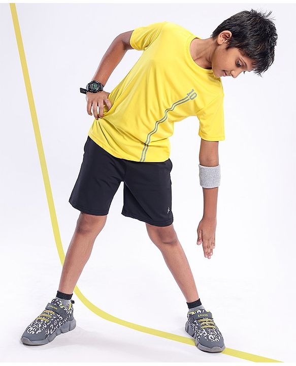 Pine Active Half Sleeves Numeric Print T Shirt - Green Blue - Yellow
