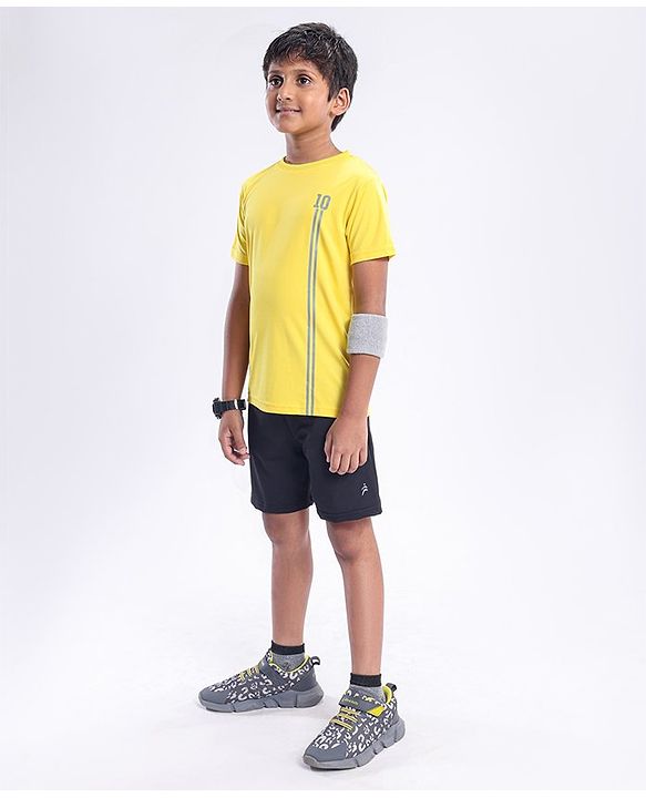 Pine Active Half Sleeves Numeric Print T Shirt - Green Blue - Yellow