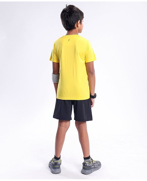 Pine Active Half Sleeves Numeric Print T Shirt - Green Blue - Yellow